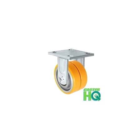 Casterhq 4"x2" Dual Wheel Caster, Polyurethane on Aluminum, Rigid Maintenan C47CR420DUA63MDW-03